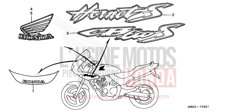 MARK (2) for Hornet S FORCE SILVER METALLIC (NH411) from 2001